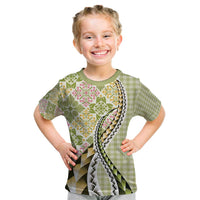 Aloha Vintage Palaka Floral Hawaiian Quilt Kid T Shirt Omaomao Motif - Polynesian Pride