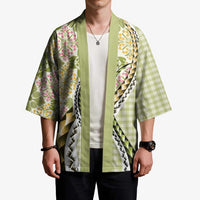 Aloha Vintage Palaka Floral Hawaiian Quilt Kimono Omaomao Motif - Polynesian Pride