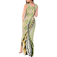 Aloha Vintage Palaka Floral Hawaiian Quilt Tank Maxi Dress Omaomao Motif - Polynesian Pride