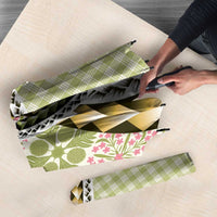 Aloha Vintage Palaka Floral Hawaiian Quilt Umbrella Omaomao Motif - Polynesian Pride