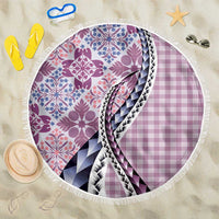 Aloha Vintage Palaka Floral Hawaiian Quilt Beach Blanket Akala Motif - Polynesian Pride