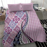 Aloha Vintage Palaka Floral Hawaiian Quilt Bedding Set Akala Motif - Polynesian Pride