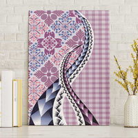 Aloha Vintage Palaka Floral Hawaiian Quilt Canvas Wall Art Akala Motif - Polynesian Pride