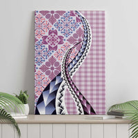 Aloha Vintage Palaka Floral Hawaiian Quilt Canvas Wall Art Akala Motif - Polynesian Pride