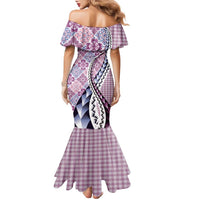 Aloha Vintage Palaka Floral Hawaiian Quilt Family Matching Mermaid Dress and Hawaiian Shirt Akala Motif - Polynesian Pride