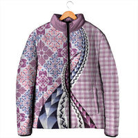 Aloha Vintage Palaka Floral Hawaiian Quilt Padded Jacket Akala Motif - Polynesian Pride