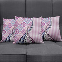 Aloha Vintage Palaka Floral Hawaiian Quilt Pillow Cover Akala Motif - Polynesian Pride