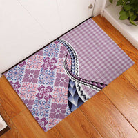 Aloha Vintage Palaka Floral Hawaiian Quilt Rubber Doormat Akala Motif - Polynesian Pride