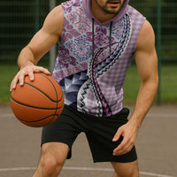 Aloha Vintage Palaka Floral Hawaiian Quilt Sleeveless Hoodie Akala Motif - Polynesian Pride