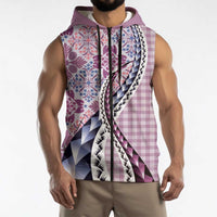 Aloha Vintage Palaka Floral Hawaiian Quilt Sleeveless Zip Hoodie Akala Motif LT9 - Polynesian Pride