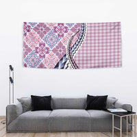 Aloha Vintage Palaka Floral Hawaiian Quilt Tapestry Akala Motif - Polynesian Pride