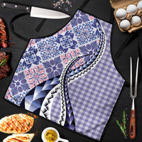 Aloha Vintage Palaka Floral Hawaiian Quilt Apron Poni Motif - Polynesian Pride