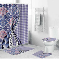 Aloha Vintage Palaka Floral Hawaiian Quilt Bathroom Set Poni Motif - Polynesian Pride