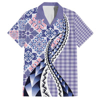 Aloha Vintage Palaka Floral Hawaiian Quilt Family Matching Off Shoulder Maxi Dress and Hawaiian Shirt Poni Motif - Polynesian Pride