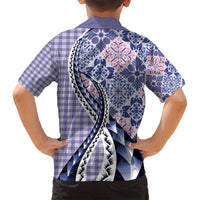 Aloha Vintage Palaka Floral Hawaiian Quilt Family Matching Off Shoulder Short Dress and Hawaiian Shirt Poni Motif - Polynesian Pride