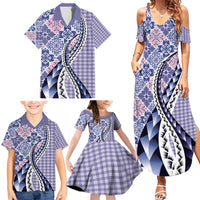 Aloha Vintage Palaka Floral Hawaiian Quilt Family Matching Summer Maxi Dress and Hawaiian Shirt Poni Motif - Polynesian Pride