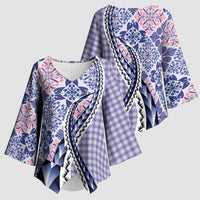 Aloha Vintage Palaka Floral Hawaiian Quilt Kimono Sleeve Blouse Poni Motif - Polynesian Pride