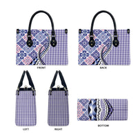 Aloha Vintage Palaka Floral Hawaiian Quilt Leather Bag Poni Motif - Polynesian Pride