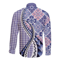 Aloha Vintage Palaka Floral Hawaiian Quilt Long Sleeve Button Shirt Poni Motif - Polynesian Pride