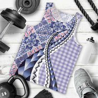 Aloha Vintage Palaka Floral Hawaiian Quilt Men Tank Top Poni Motif - Polynesian Pride