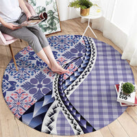 Aloha Vintage Palaka Floral Hawaiian Quilt Round Carpet Poni Motif - Polynesian Pride