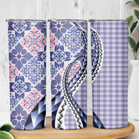 Aloha Vintage Palaka Floral Hawaiian Quilt Skinny Tumbler Poni Motif - Polynesian Pride