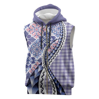 Aloha Vintage Palaka Floral Hawaiian Quilt Sleeveless Zip Hoodie Poni Motif LT9 Purple - Polynesian Pride