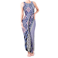 Aloha Vintage Palaka Floral Hawaiian Quilt Tank Maxi Dress Poni Motif - Polynesian Pride