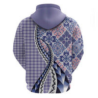 Aloha Vintage Palaka Floral Hawaiian Quilt Zip Hoodie Poni Motif - Polynesian Pride