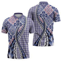 Aloha Vintage Palaka Floral Hawaiian Quilt Zipper Polo Shirt Poni Motif - Polynesian Pride