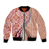 Aloha Vintage Palaka Floral Hawaiian Quilt Bomber Jacket Ulaula Motif - Polynesian Pride