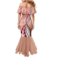 Aloha Vintage Palaka Floral Hawaiian Quilt Family Matching Mermaid Dress and Hawaiian Shirt Ulaula Motif - Polynesian Pride