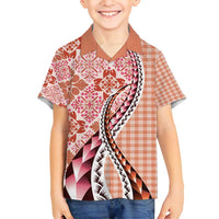 Aloha Vintage Palaka Floral Hawaiian Quilt Family Matching Summer Maxi Dress and Hawaiian Shirt Ulaula Motif - Polynesian Pride