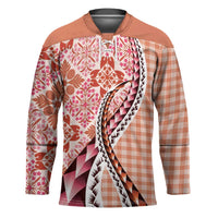 Aloha Vintage Palaka Floral Hawaiian Quilt Hockey Jersey Ulaula Motif - Polynesian Pride