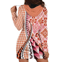 Aloha Vintage Palaka Floral Hawaiian Quilt Hoodie Dress Ulaula Motif - Polynesian Pride