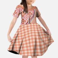 Aloha Vintage Palaka Floral Hawaiian Quilt Kid Short Sleeve Dress Ulaula Motif - Polynesian Pride