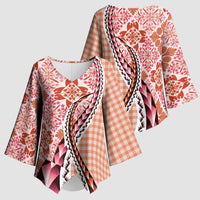 Aloha Vintage Palaka Floral Hawaiian Quilt Kimono Sleeve Blouse Ulaula Motif - Polynesian Pride