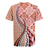 Aloha Vintage Palaka Floral Hawaiian Quilt Rugby Jersey Ulaula Motif - Polynesian Pride