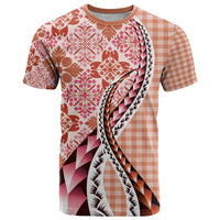 Aloha Vintage Palaka Floral Hawaiian Quilt T Shirt Ulaula Motif - Polynesian Pride