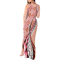 Aloha Vintage Palaka Floral Hawaiian Quilt Tank Maxi Dress Ulaula Motif - Polynesian Pride