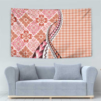 Aloha Vintage Palaka Floral Hawaiian Quilt Tapestry Ulaula Motif - Polynesian Pride