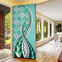 Aloha Vintage Palaka Floral Hawaiian Quilt Door Cover Polu Motif - Polynesian Pride