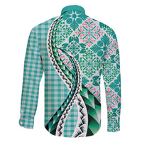 Aloha Vintage Palaka Floral Hawaiian Quilt Family Matching Mermaid Dress and Hawaiian Shirt Polu Motif - Polynesian Pride