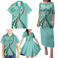 Aloha Vintage Palaka Floral Hawaiian Quilt Family Matching Puletasi and Hawaiian Shirt Polu Motif - Polynesian Pride