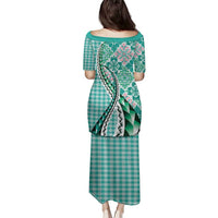 Aloha Vintage Palaka Floral Hawaiian Quilt Family Matching Puletasi and Hawaiian Shirt Polu Motif - Polynesian Pride