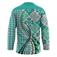 Aloha Vintage Palaka Floral Hawaiian Quilt Hockey Jersey Polu Motif - Polynesian Pride