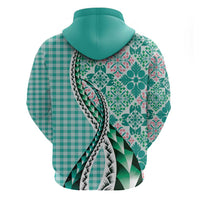 Aloha Vintage Palaka Floral Hawaiian Quilt Hoodie Polu Motif - Polynesian Pride