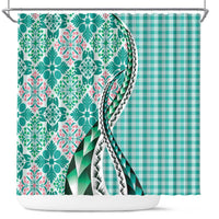 Aloha Vintage Palaka Floral Hawaiian Quilt Shower Curtain Polu Motif - Polynesian Pride