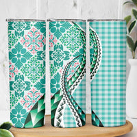 Aloha Vintage Palaka Floral Hawaiian Quilt Skinny Tumbler Polu Motif - Polynesian Pride