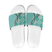 Aloha Vintage Palaka Floral Hawaiian Quilt Slide Sandals Polu Motif - Polynesian Pride